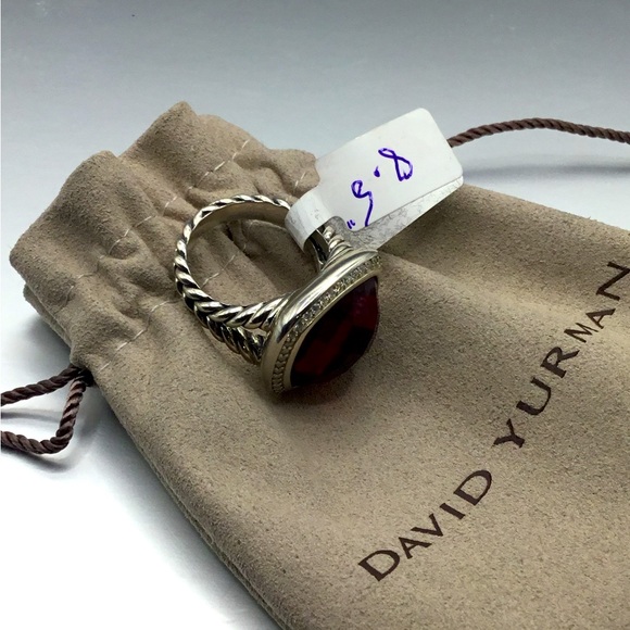 Gorgeous David Yurman Rich Red Garnet Ring w Diamonds! SZ  8.5” - Picture 7 of 10